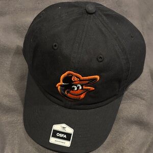 Casual Adjustable Orioles Genuine Merchandise Black Baseball Cap  Orange Logo